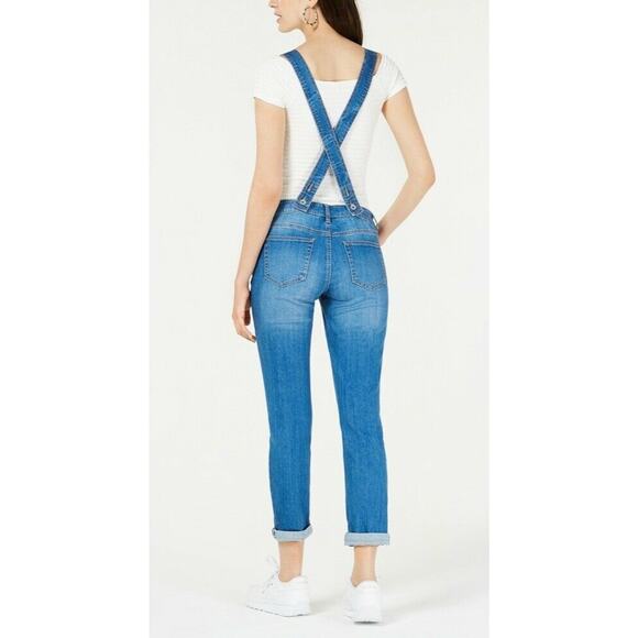 Dollhouse Skinny Denim Overalls Jeans Created for Macy's Sz 0 W24L29 Distressed - Picture 2 of 6